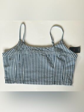⚡️2 for $60 NWT Levi’s Jadine Denim Cami Blue & White Striped Cropped Top